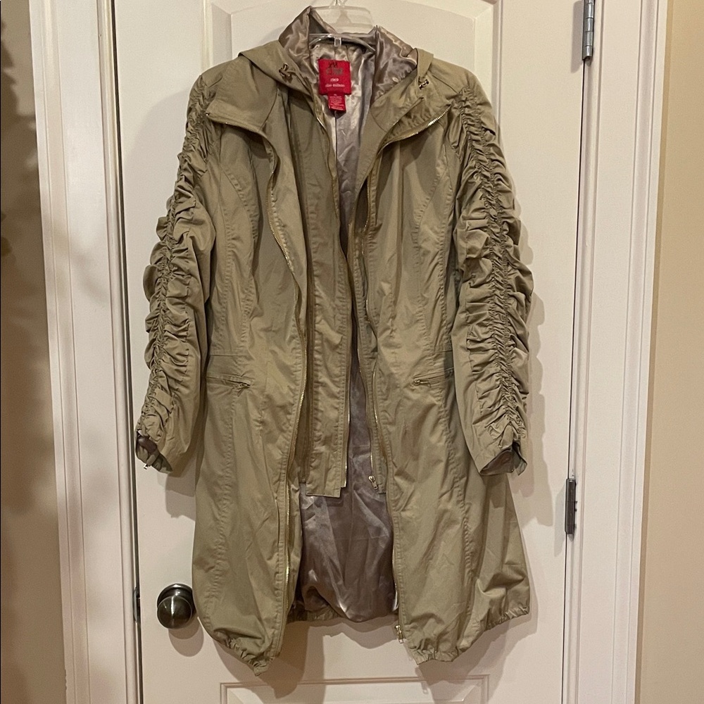 Milano Women's Beige Ruched Trench Coat